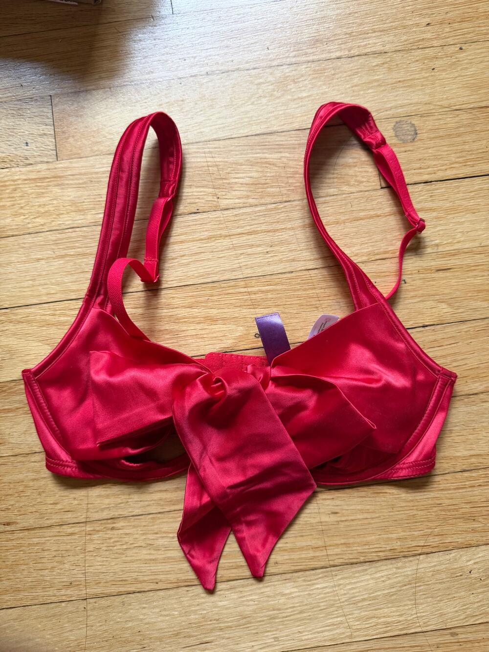 Adore Me Gynger Red Satin Bow Quarter Cup Bra XS